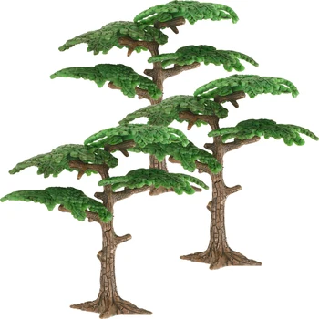 3pcs מדומה עץ מודלים מיניאטוריים עץ הברוש Decors חיים מזויפים קישוטי עץ DIY נוף נוף אמנות