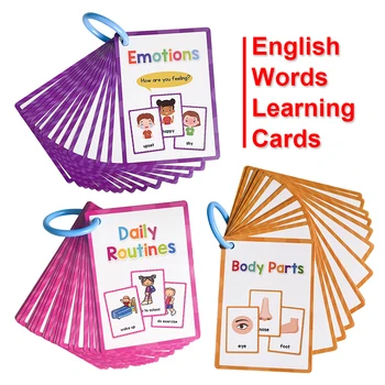 ילדים מונטסורי מילים באנגלית ללמוד כרטיס כיס כרטיסיות מוקדם צעצועים חינוכיים בכיתה אספקת עזרי הוראה