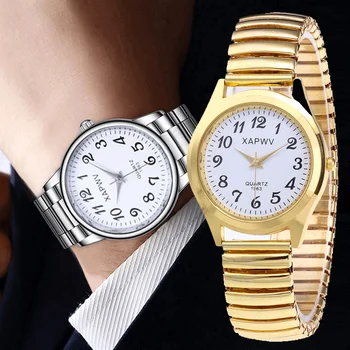 אופנה נשים גברים שעון גמיש אלסטי בנד קוורץ שעון יד פלדה רצועת כמה שעון מתנה