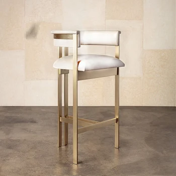 מותאם אישית נורדי אור יוקרה מתכת כיסא בר אמריקאי פנאי בר כיסא מודרני פשוט מעצב בר דלפק קבלה גבוהים כיסא בר שרפרף