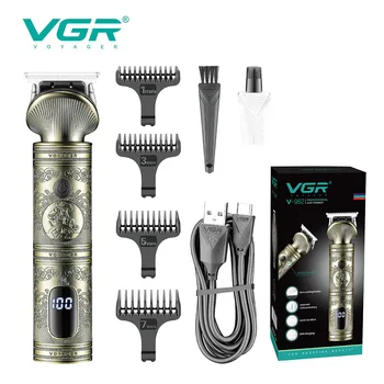 VGR גוזם שיער V962 USB rechargable קליפר שיער שמן ראש הלבנת חריטה שיער גילוף קליפר הספר גוזם LCD