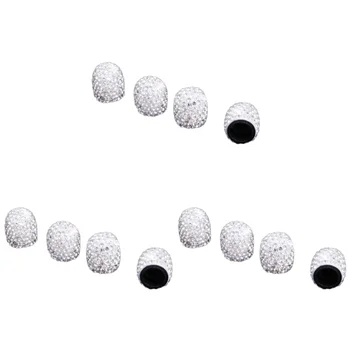 12 יח ' /סט יהלומים מלאכותיים קישוט רכב רכב צמיגים כובעי מכסה(לבן)