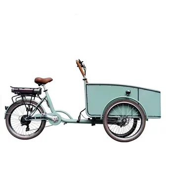 הדוושה החשמלית הולנדית למבוגרים תלת אופן בצבע כחול מטען האופניים ברחוב אוטומטיות העגלה למכירה להתאמה אישית