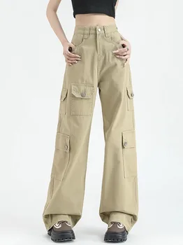 האמריקאי גבוהה המותניים Workwear מכנסיים לנשים 2023 סתיו חדש ישר רופף רחב הרגל מכנסיים אופנה מכנסי דגמ 