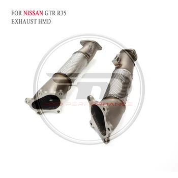 HMD ביצועים פליטה עבור ניסאן GTR R35 Downpipe ללא זרז עם זרז הגדלת צינור בקוטר 89 מ 