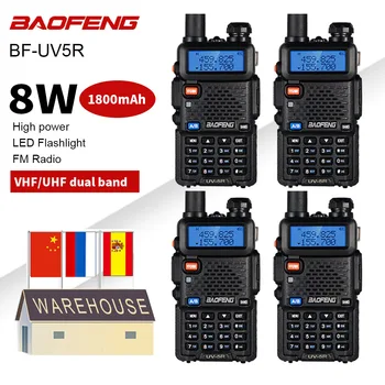 4pcs/lot BaoFeng ווקי טוקי UV-5R שני רדיו דרך Baofeng Uv5r 128CH 8W VHF UHF 136-174Mhz 400-520Mhz הגשת 10 ק 