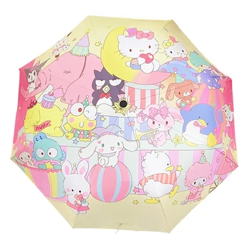 Kawaii Sanrio הלו קיטי המטרייה שלי מלודי Cinnamoroll אוטומטי צבוע אנטי UV השמשייה מעובה נייד קיפול מטריה