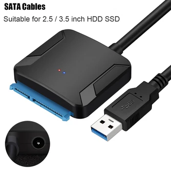 USB 3.0 ל-SATA כבלים, כונן קשיח חיצוני דיסק מתאם, 6Gbps במהירות גבוהה מתאם עם אספקת חשמל נמל מתאים 2.5 3.5 HDD/SSD