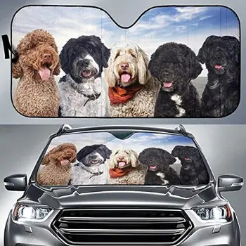 חמוד כלב מים פורטוגזי צוות המכונית שמשיה, מצחיק מים פורטוגזית כלב מכונית משפחתית חלון שמש כיסוי עבור כלבים, מכונית Windshiel