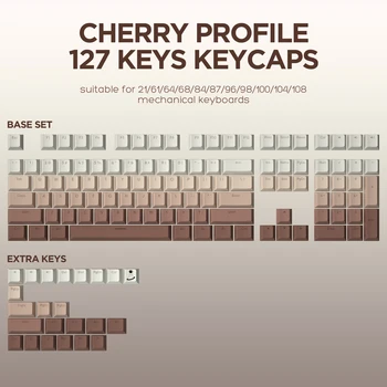 YUNZII שיפוע 127 מפתחות חום קפה דובדבן פרופיל PBT צבע סובלימציה כפול Keycap להגדיר