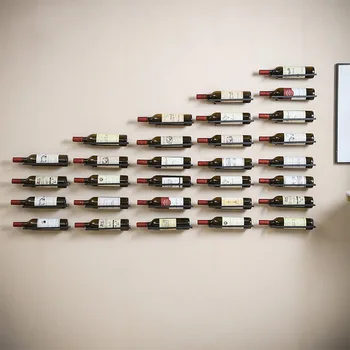 ברזל אמנות יצירתית פשוט תלייה על קיר יין אדום מתלה קיר שילוב עם יין אדום בקבוק Rack תצוגת בר הקבינט קישוט