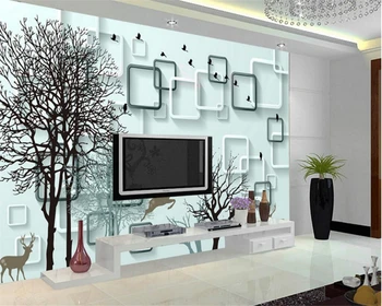 Beibehang מותאם אישית 3d תמונה בחדר טפט על קירות 3d טפט מופשט עצים עפים ציפורים הטלוויזיה רקע קירות טפט קיר.